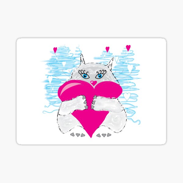 Kitty with heart Sticker