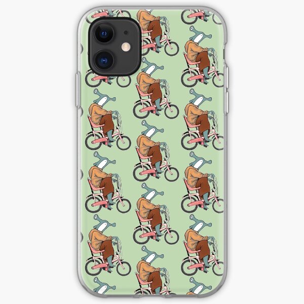 Hammerhead Shark on a Banana Bike Retro Illustration iPhone Soft Case