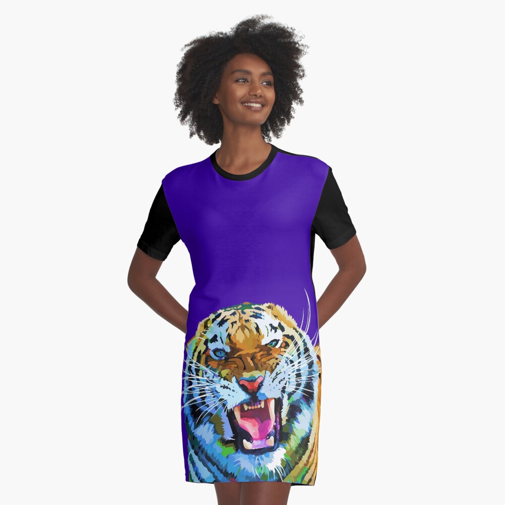 Roaring tiger Graphic T-Shirt Dress