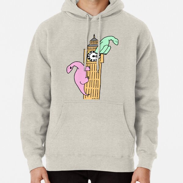 Dinosaurs on Big Ben Pullover Hoodie