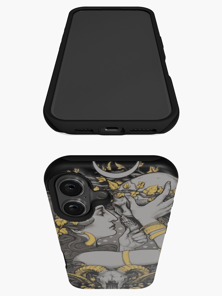 Thumbnail 3 von 4, iPhone-Hülle, mit einem Menschen und Widderschädeln in einem botanischen Rahmen. designt und verkauft von medusadollmaker.