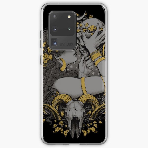 avec un crâne humain et bélier dans un cadre botanique. Coque souple Samsung Galaxy