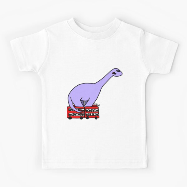 Dinosaur on 4 Double Decker Buses Kids T-Shirt