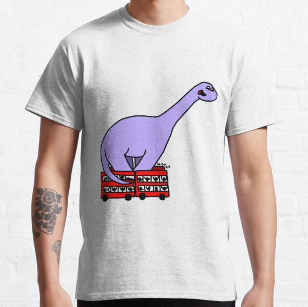 Dinosaur on 4 Double Decker Buses Classic T-Shirt
