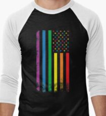 Rainbow American Flag Men's Baseball ¾ T-Shirt