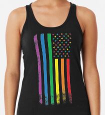 Rainbow American Flag Racerback Tank Top