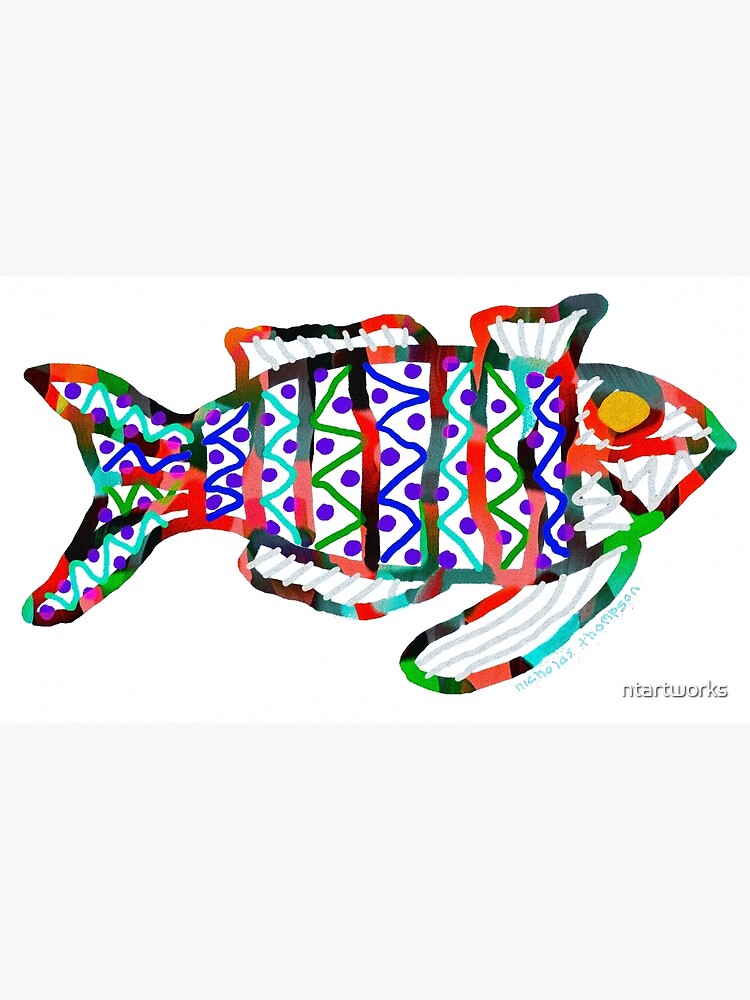 Colorful Abstract Fish in Yellow and Black by ntartworks