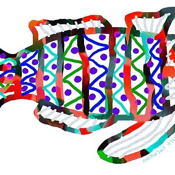 Artwork thumbnail, Colorful Abstract Fish in Yellow and Black by ntartworks