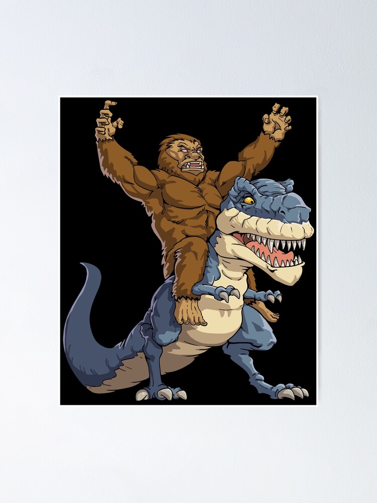 Bigfoot Sasquatch Riding Dinosaur T rex T shirt Funny Gifts