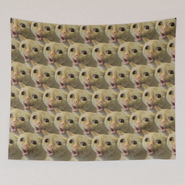 Item preview, Cat Coughing Like A Kid Meme Pattern designed and sold by RachelTintedRed.