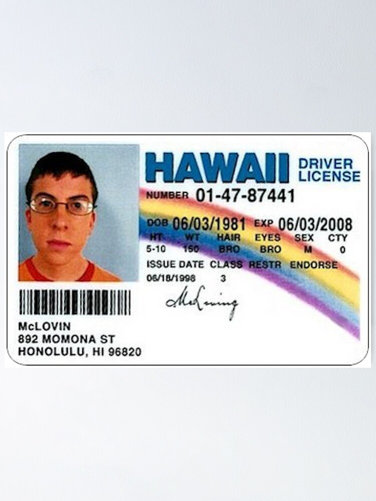 "Mclovin Fake ID" Poster by mbk1745 | Redbubble