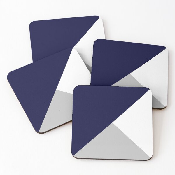 Tricolor Navy Blue Silver Gray And White Coasters (Set of 4)