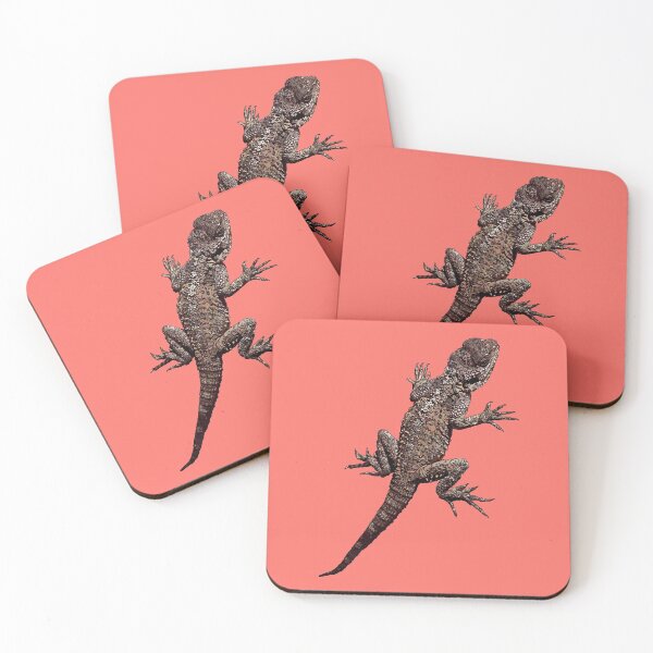 Item preview, Agama Lizard on Living Coral - Pantone Colour for 2019 by Amanda M Lucas designed and sold by Amanda Lucas.