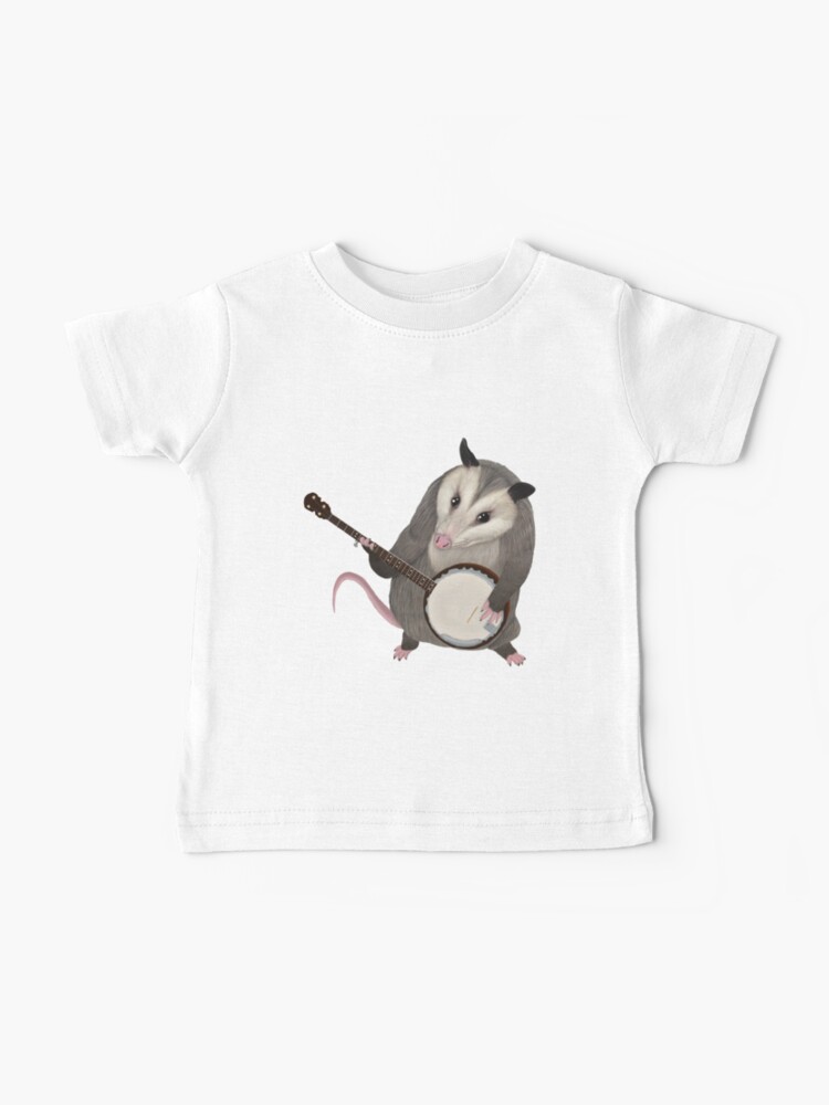 Thumbnail 1 of 2, Baby T-Shirt, Opossum playing the banjo - possum designed and sold by Mehu.