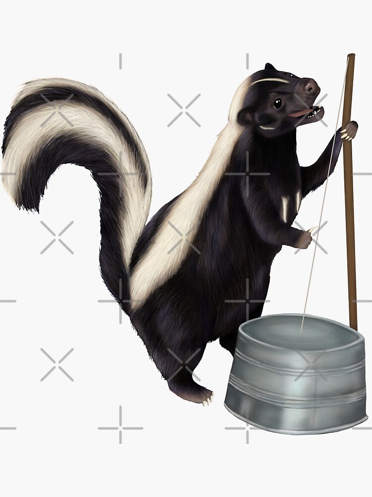 "Skunk playing the washtub bass" Sticker for Sale by Mehu Redbubble