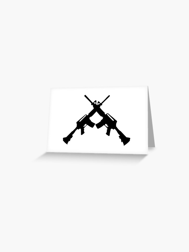 Crossed Guns M4 Carbines Silhouette Logo Greeting Card By ronisback Redbubble