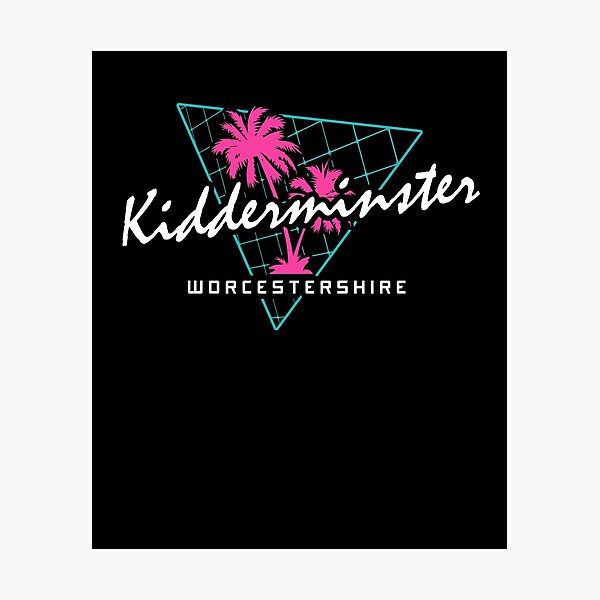 Retro 80s Neon 'Kidderminster' Vintage Worcestershire Photographic Print