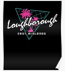 Retro 80s Neon 'Loughborough' Vintage East Midlands Poster