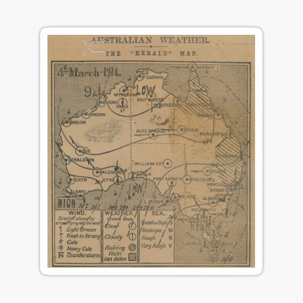 Australian Weather Map 4 March 1914 Sticker
