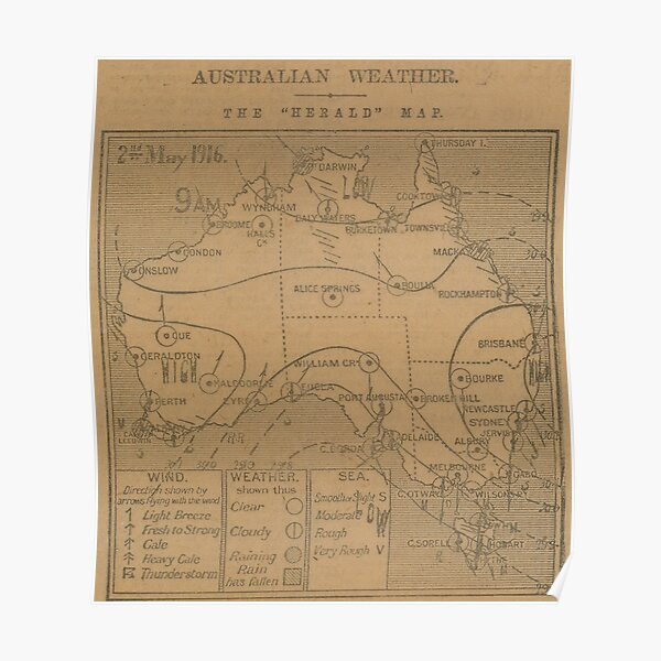 Australian Weather Map 2 May 1916 Poster