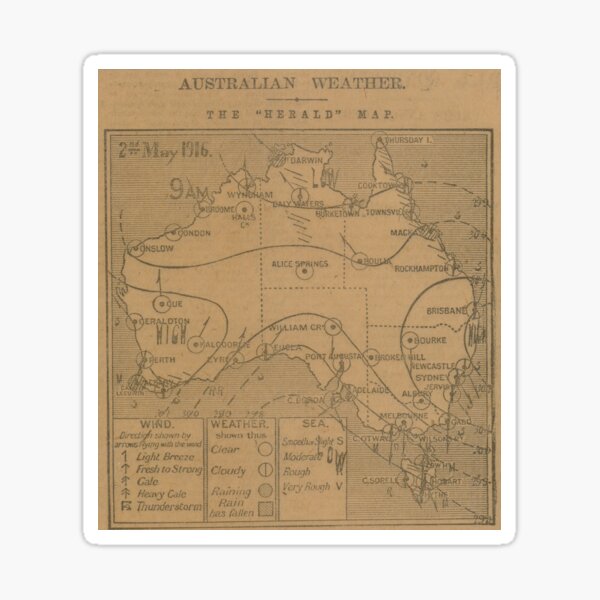 Australian Weather Map 2 May 1916 Sticker