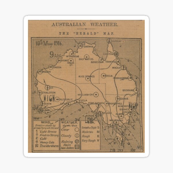 Australian Weather Map 10 May 1916 Sticker