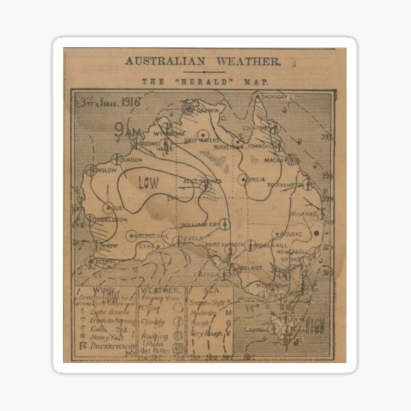 Australian Weather Map 3 June 1916 Sticker