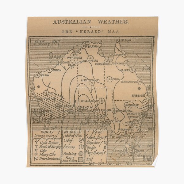 Australian Weather Map 4 May 1917 Poster