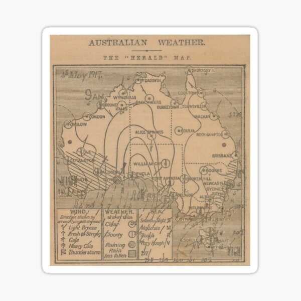Australian Weather Map 4 May 1917 Sticker