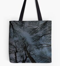 Beautiful Starry night, the Milky Way and the trees, Windy night moving trees, Tote Bag