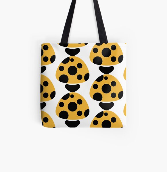 Mushroom in Yellow and Black Polka Dot All Over Print Tote Bag