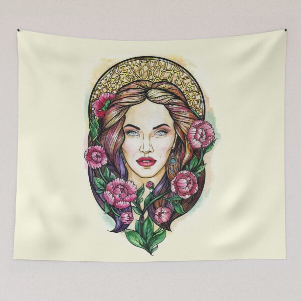 Item preview, Lady with peonies designed and sold by MiaMilky.