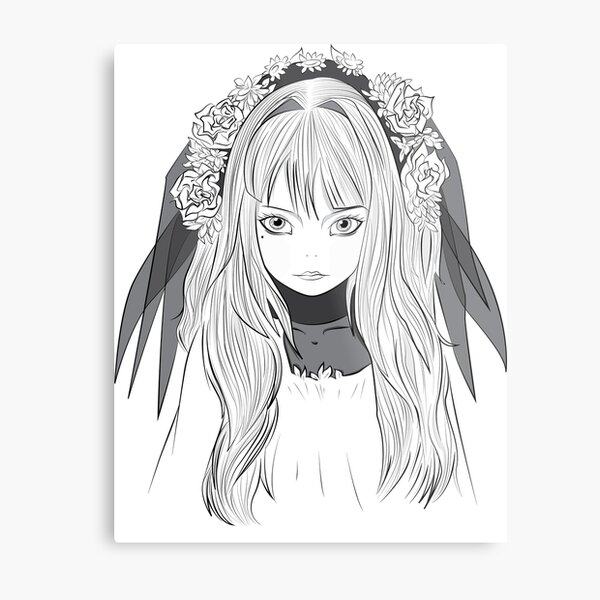 Impression Metallique Rose Lady Manga Gothique Fille Par Heiseihi Redbubble