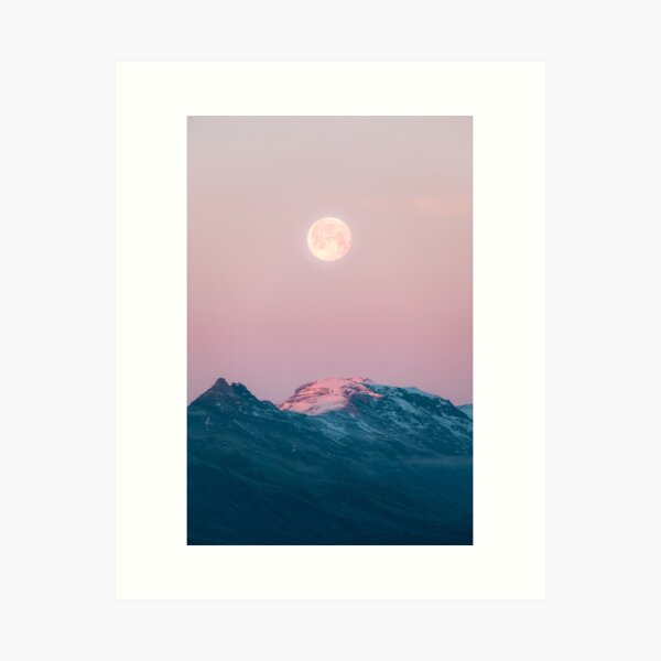 Moon and the Mountains – Landscape Photography  Art Print