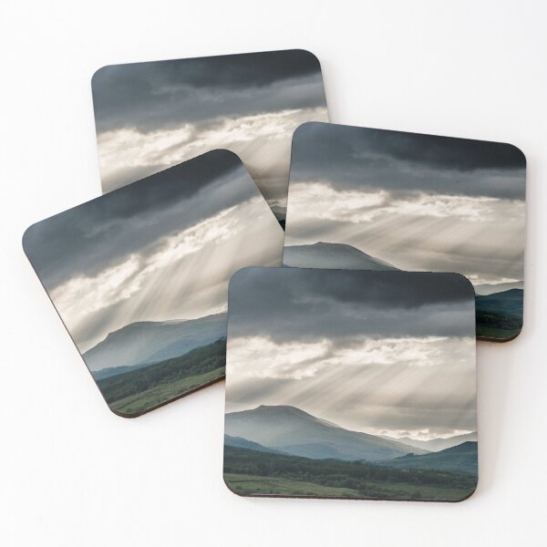Stormy Scottish Mountains With Rays Of Sunlight Coasters (Set of 4)