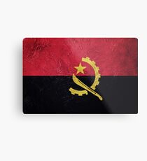 Grunge Angola flag. Angola flag with grunge texture. Metal Print
