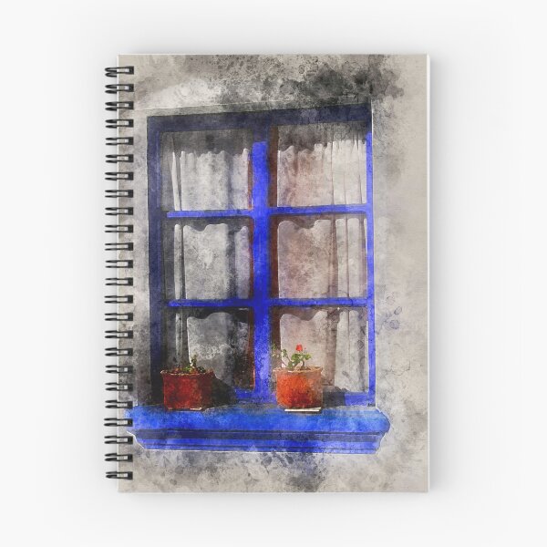 Item preview, Watercolor Blue Window with Flower Pots designed and sold by rhamm.