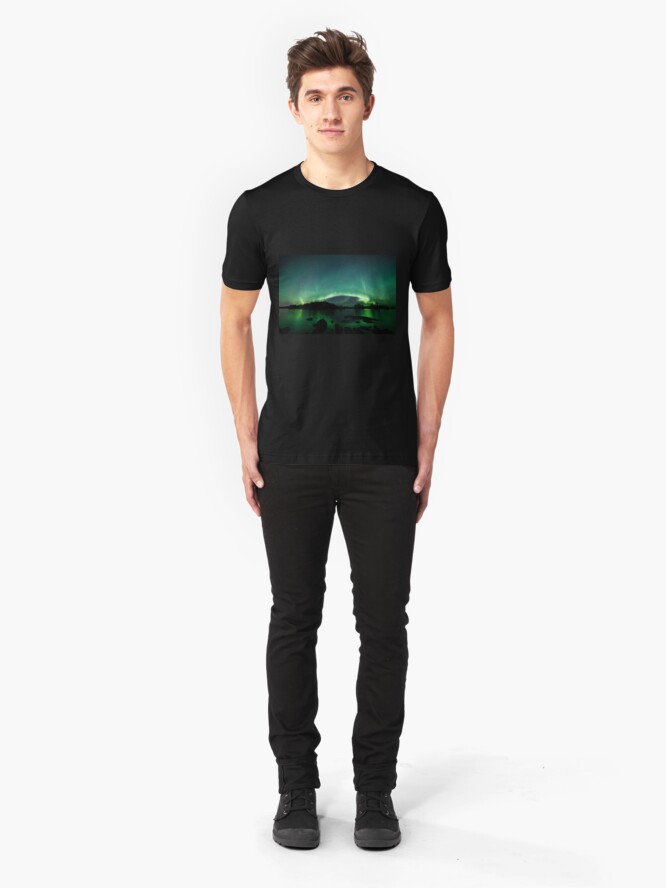 Alternate view of Beautiful northern lights over lake Slim Fit T-Shirt
