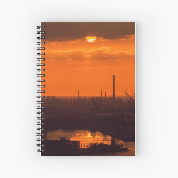 Orange sunset in rotterdam Spiral Notebook