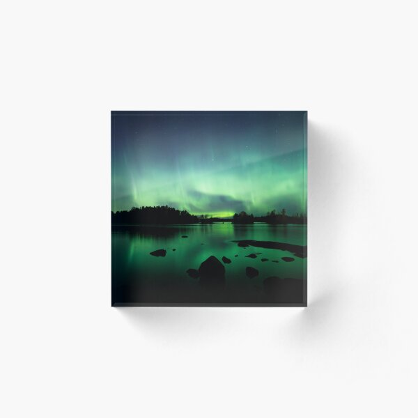 Beautiful northern lights over lake Acrylic Block