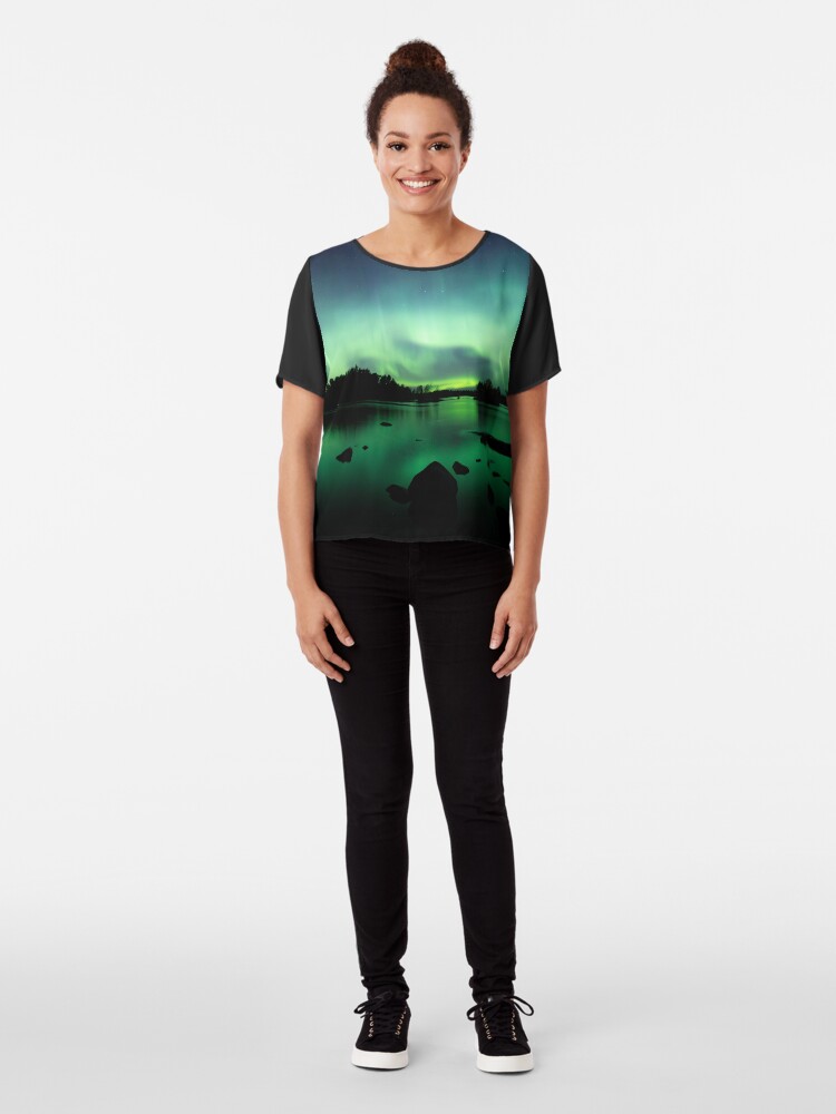 Alternate view of Beautiful northern lights over lake Chiffon Top