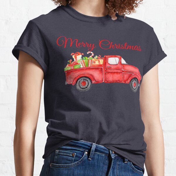 Christmas Vintage Red Pickup Truck with Presents Classic T-Shirt