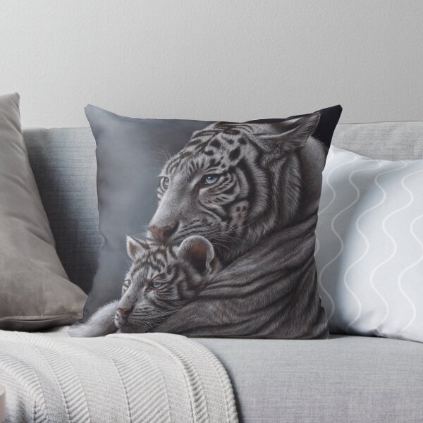 White Tiger Throw Pillow