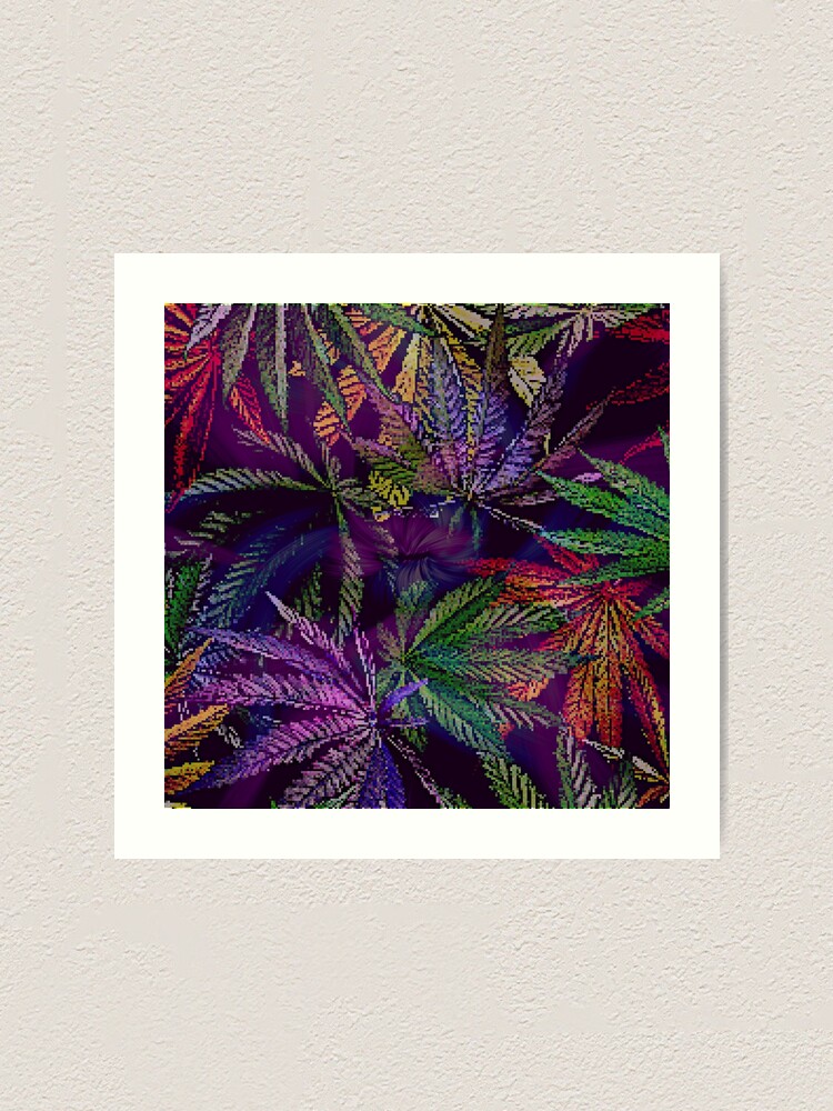 Alternate view of Psychedelic Marijuana Cannabis Leaves Art Print