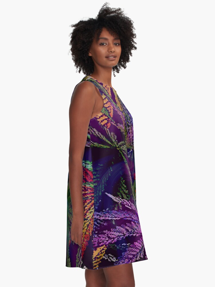 Alternate view of Psychedelic Marijuana Cannabis Leaves A-Line Dress