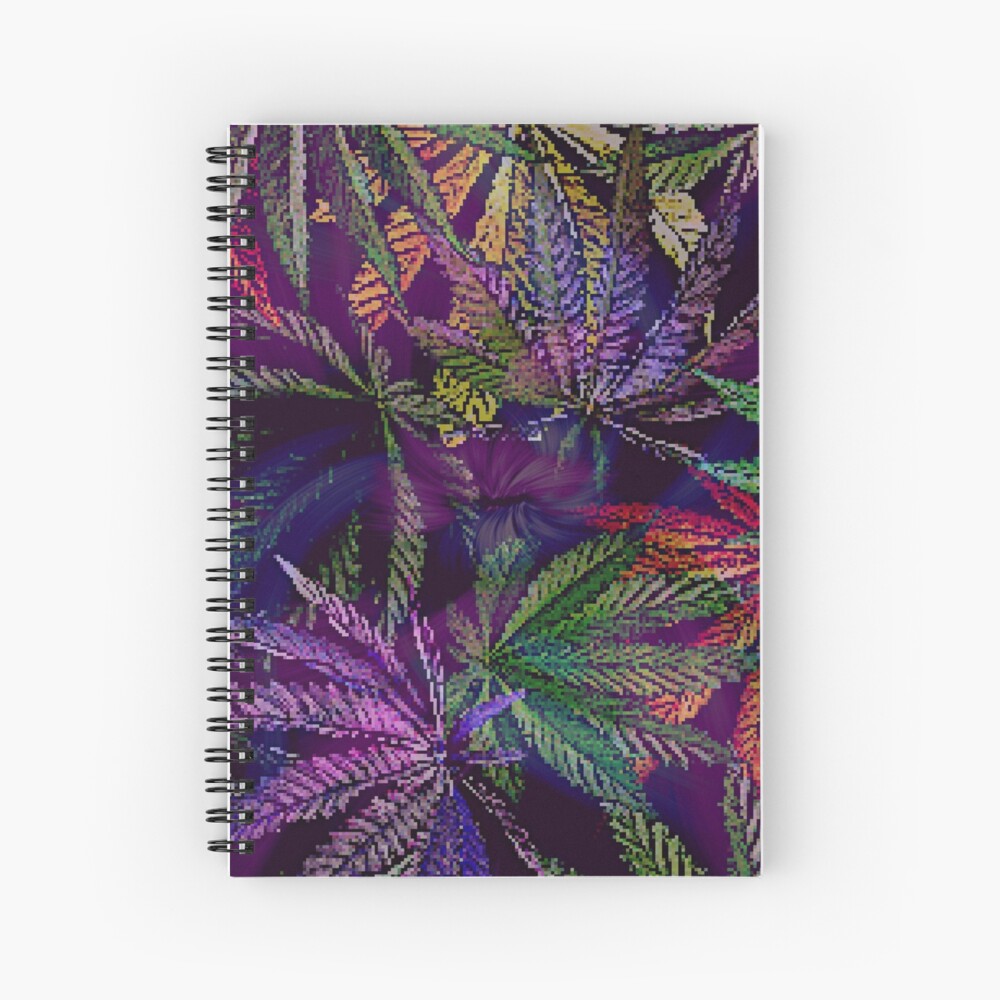 Psychedelic Marijuana Cannabis Leaves Spiral Notebook