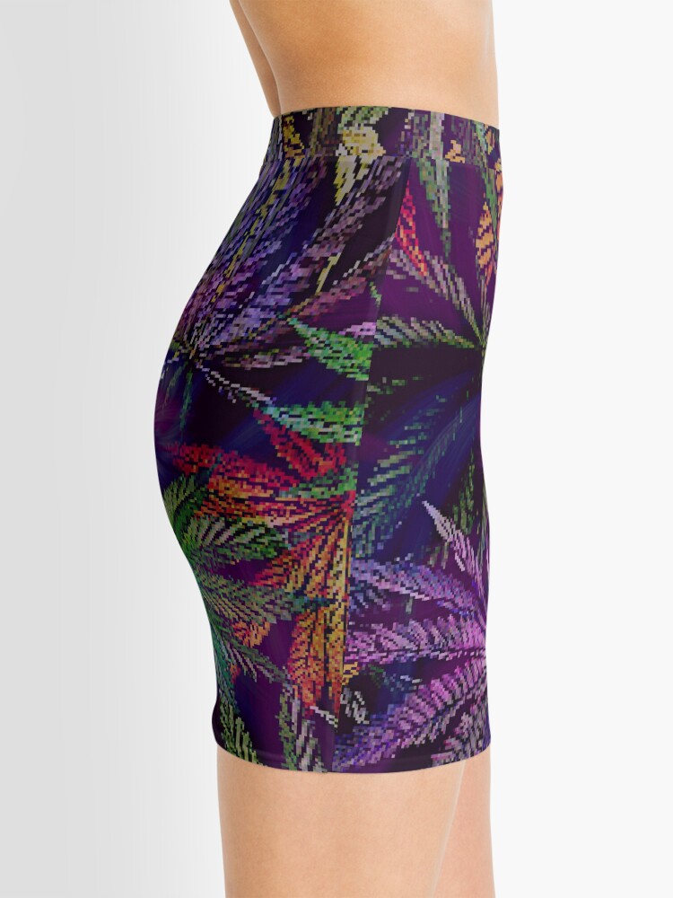 Alternate view of Psychedelic Marijuana Cannabis Leaves Mini Skirt