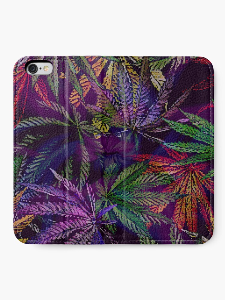 Alternate view of Psychedelic Marijuana Cannabis Leaves iPhone Wallet