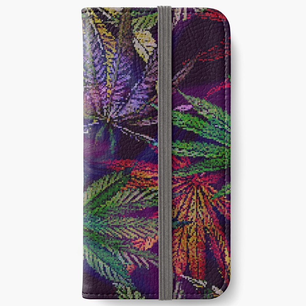 Psychedelic Marijuana Cannabis Leaves iPhone Wallet