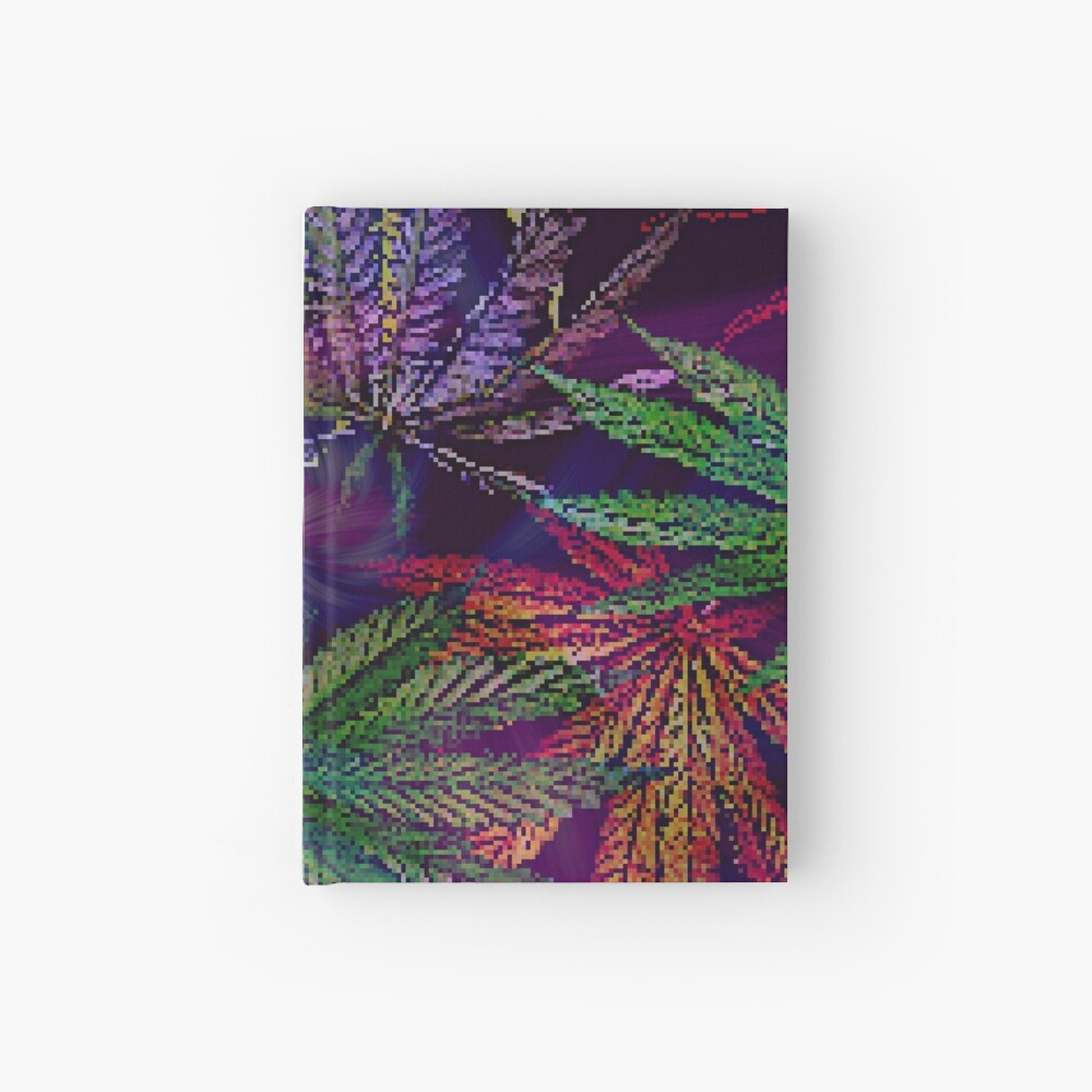 Psychedelic Marijuana Cannabis Leaves Hardcover Journal